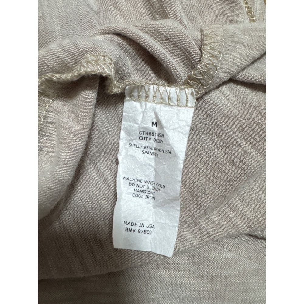 Green Envelope Los Angeles Womens V-Neck Slub Tee Oatmeal Beige GTH681-SN Size M - Picture 6 of 6